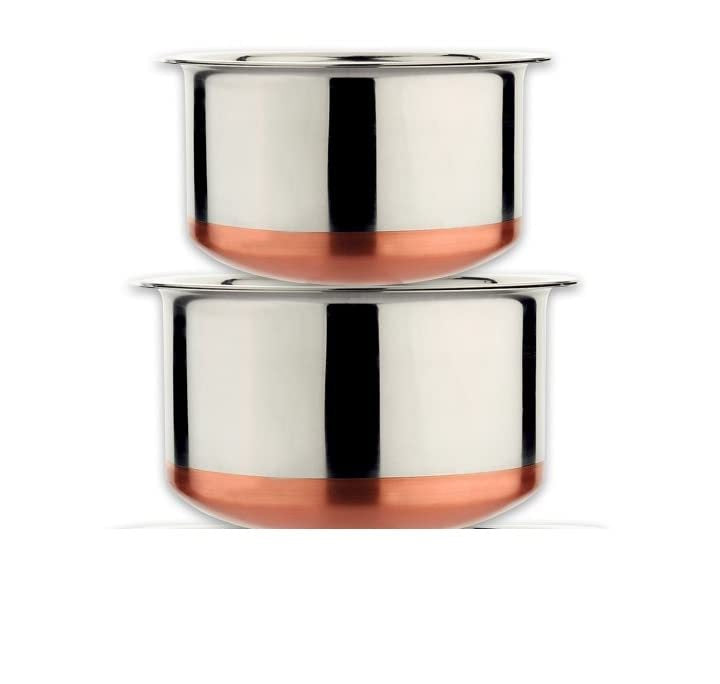 Steel Patila for Cooking With Copper Base (3L)(Pack Of 2) Size 20X25