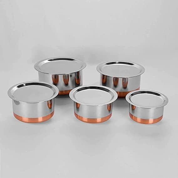 Steel Patila for Cooking With Copper Base(Pack Of 5) Size 20X15X5 CM