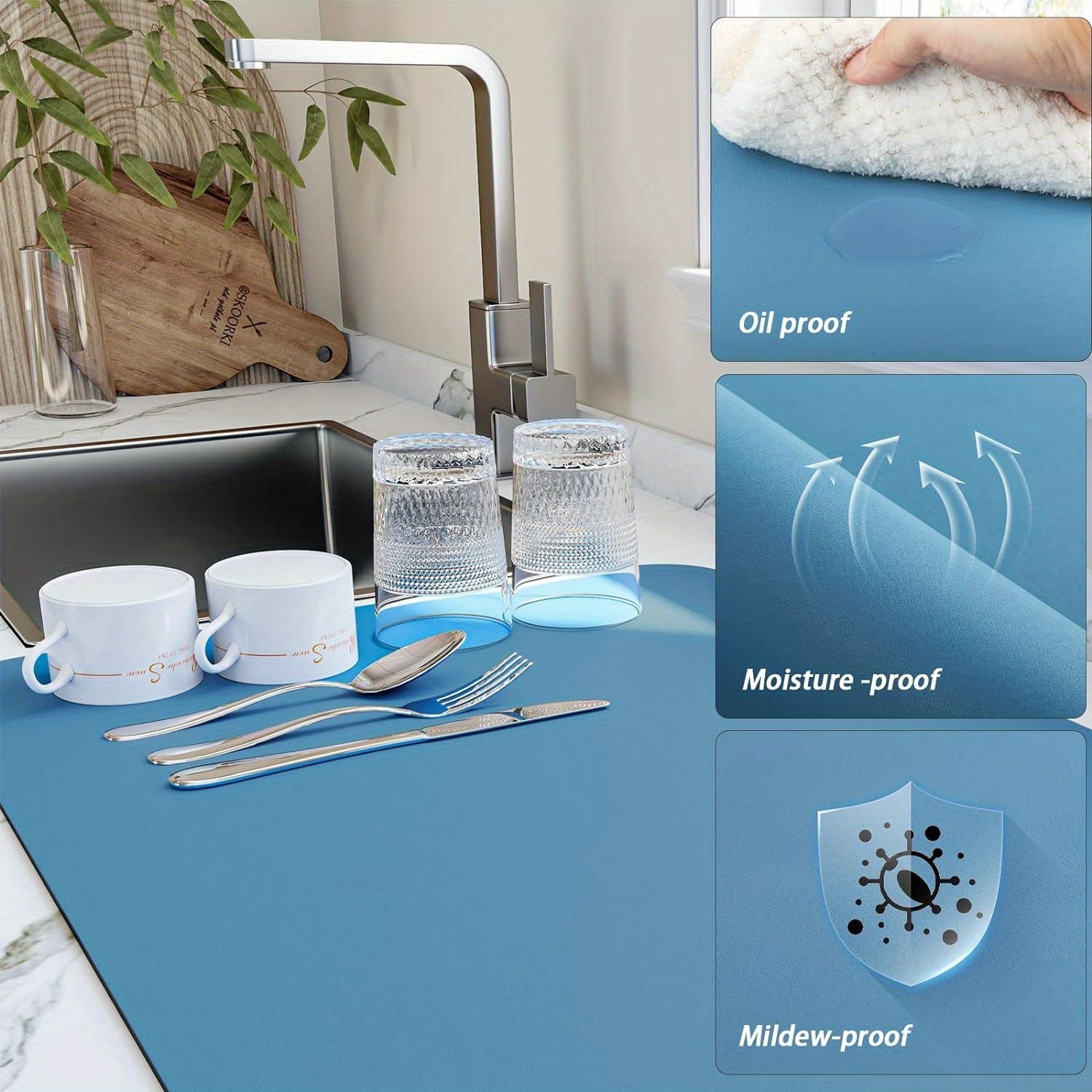 Super Absorbent Dish Drying Mat for Kitchen Counter