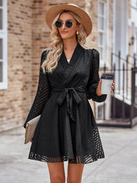 Long sleeve wrap front dress