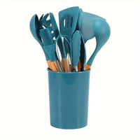 12Piece Grey Silicone Kitchen Utensil Set with Holder