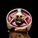 Perfectly crafted Men's Masonic Skull Ring Red - Solid Brass