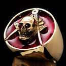 Perfectly crafted Men's Masonic Skull Ring Red - Solid Brass