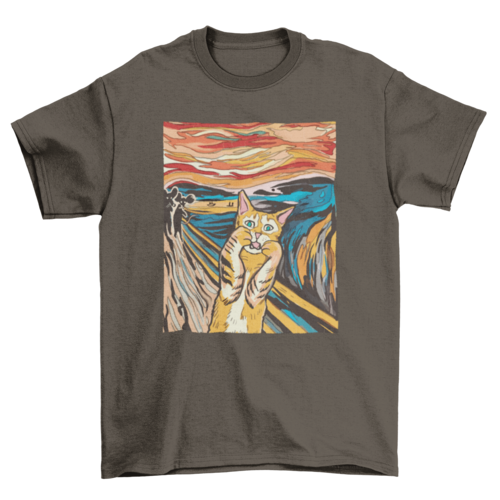 The Scream parody cat t-shirt