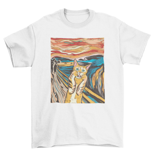 The Scream parody cat t-shirt