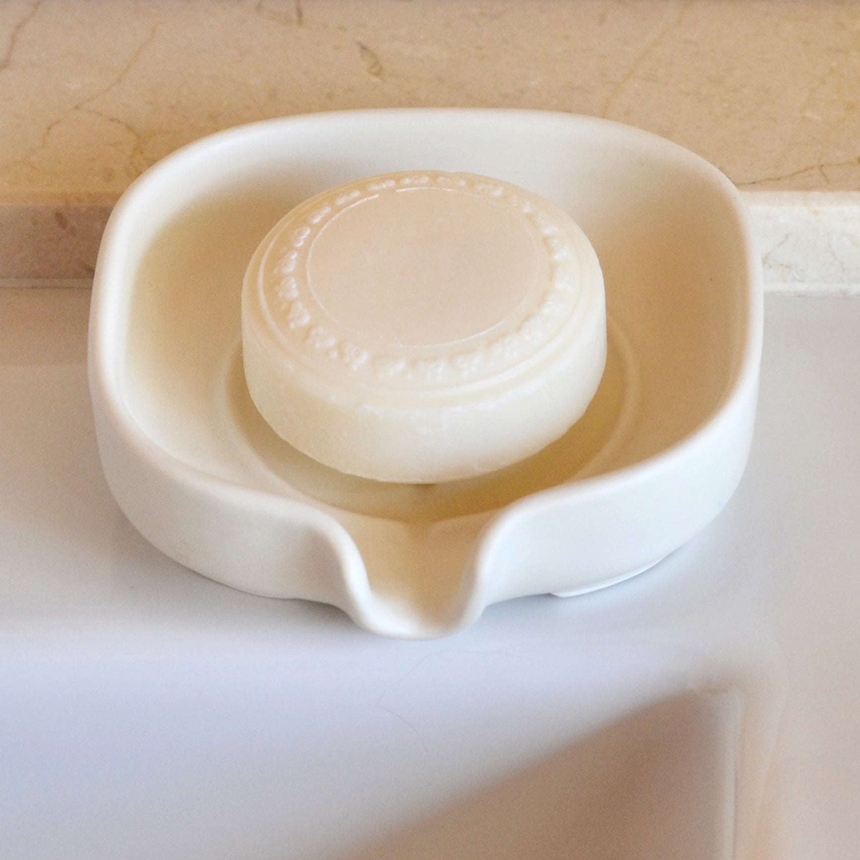 Self-Draining Porcelain Soap Dish