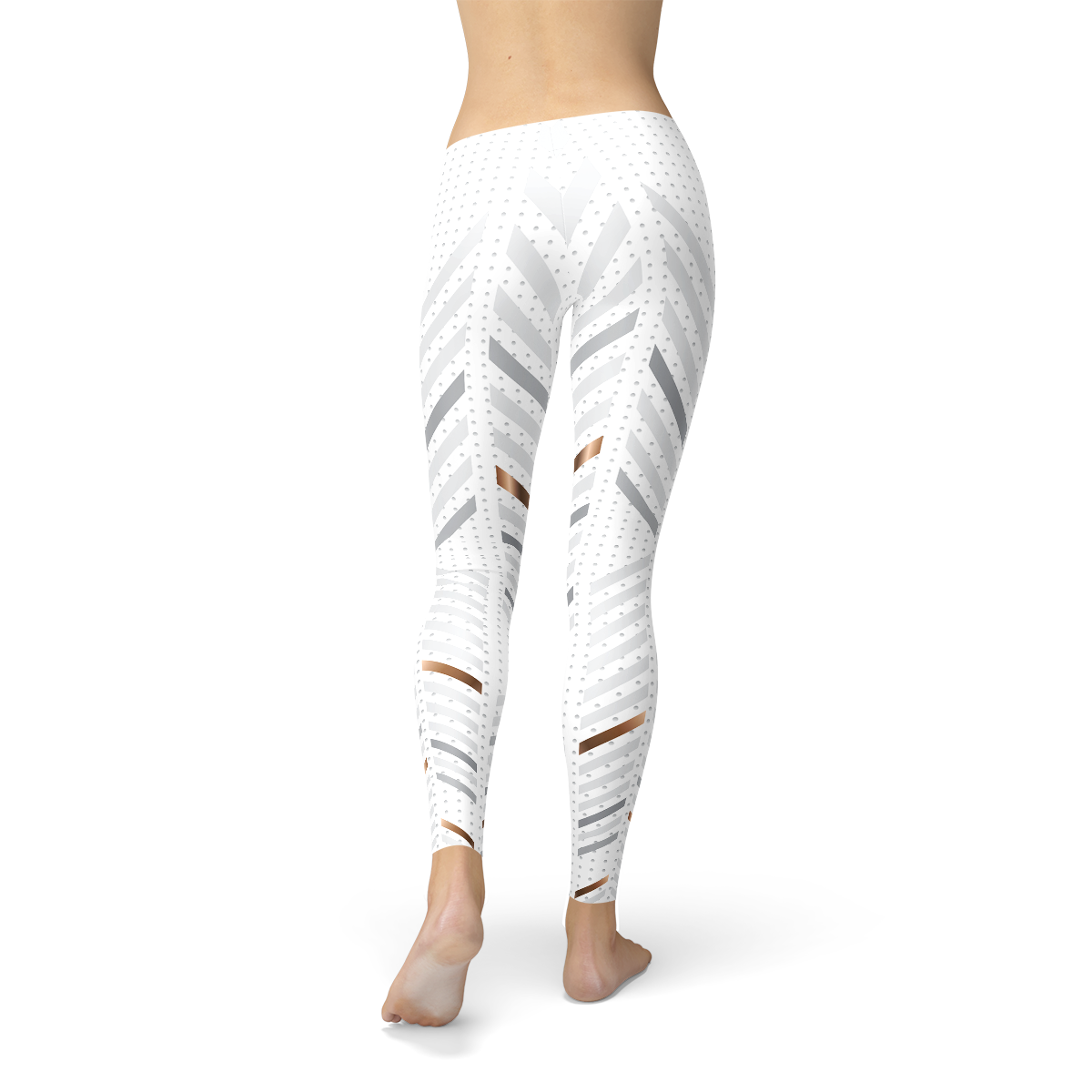 Womens White Stripes Leggings