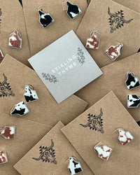 Cow Tag Studs - faux cowhide