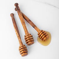 Handmade Olive Wood Honey Dipper | Eco-Friendly Honey Drizzler