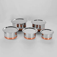 Steel Patila for Cooking With Copper Base(Pack Of 5)   Size 20X15X5 CM