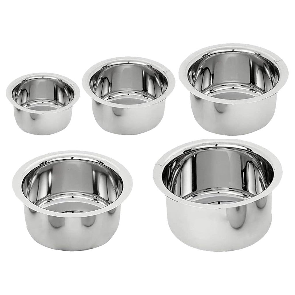 Stainless Steel Patila For Cooking(Set of 5) Size 21X21 CM  Color