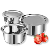 Stainless Steel Patila With Upper Plate For Milk Set 1.4L (Pack Of 3)