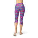 Womens Purple Pink Mermaid Capri Leggings