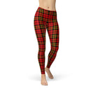 Womens Red Plaid Tartan Leggings