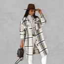 Spring and autumn new women's long-sleeved plaid print mid-length