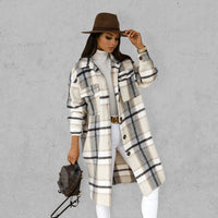 Spring and autumn new women's long-sleeved plaid print mid-length