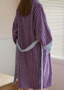 Ultra Soft Dopamine Stripe Bathrobe - 100% Organic Long-stapled Cotton